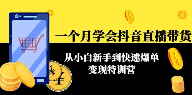 一个月学会抖音直播带货：从小白新手到快速爆单变现特训营(63节课)网创吧-网创项目资源站-副业项目-创业项目-搞钱项目八海掘金网创吧