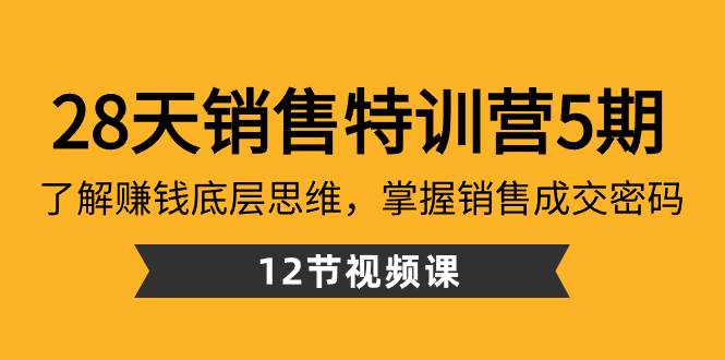 28天·销售特训营5期：了解赚钱底层思维，掌握销售成交密码（12节课）网创吧-网创项目资源站-副业项目-创业项目-搞钱项目八海掘金网创吧