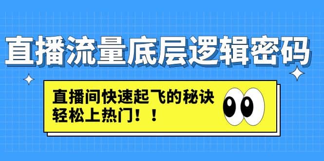 直播流量底层逻辑密码：直播间快速起飞的秘诀，轻松上热门网创吧-网创项目资源站-副业项目-创业项目-搞钱项目八海掘金网创吧