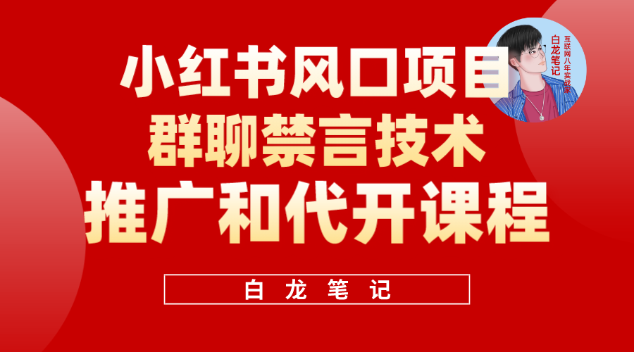 小红书风口项目日入300+，小红书群聊禁言技术代开项目，适合新手操作网创吧-网创项目资源站-副业项目-创业项目-搞钱项目八海掘金网创吧