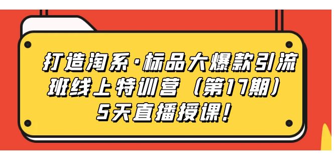 打造淘系·标品大爆款引流班线上特训营5天直播授课！网创吧-网创项目资源站-副业项目-创业项目-搞钱项目八海掘金网创吧