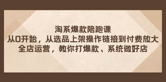 淘系爆款陪跑课 从选品上架操作链接到付费放大 全店运营 打爆款 系统做好店网创吧-网创项目资源站-副业项目-创业项目-搞钱项目八海掘金网创吧
