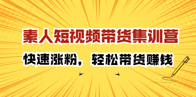 素人短视频带货集训营：快速涨粉，轻松带货赚钱网创吧-网创项目资源站-副业项目-创业项目-搞钱项目八海掘金网创吧