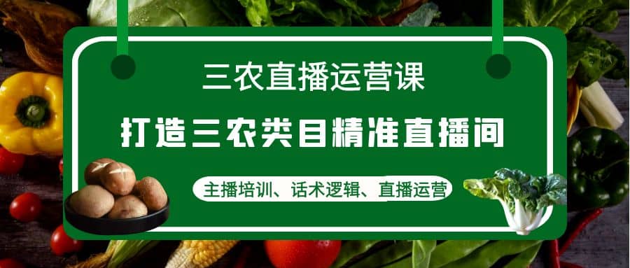 三农直播运营课：打造三农类目精准直播间，主播培训、话术逻辑、直播运营网创吧-网创项目资源站-副业项目-创业项目-搞钱项目八海掘金网创吧