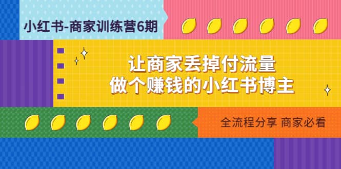 小红书-商家训练营12期：让商家丢掉付流量网创吧-网创项目资源站-副业项目-创业项目-搞钱项目八海掘金网创吧