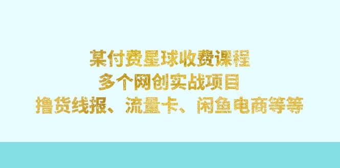 某付费星球课程：多个网创实战项目，撸货线报、流量卡、闲鱼电商等等网创吧-网创项目资源站-副业项目-创业项目-搞钱项目八海掘金网创吧