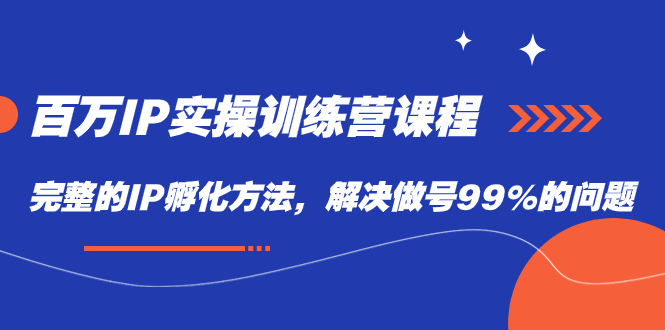 百万IP实战训练营课程，完整的IP孵化方法，解决做号99%的问题网创吧-网创项目资源站-副业项目-创业项目-搞钱项目八海掘金网创吧