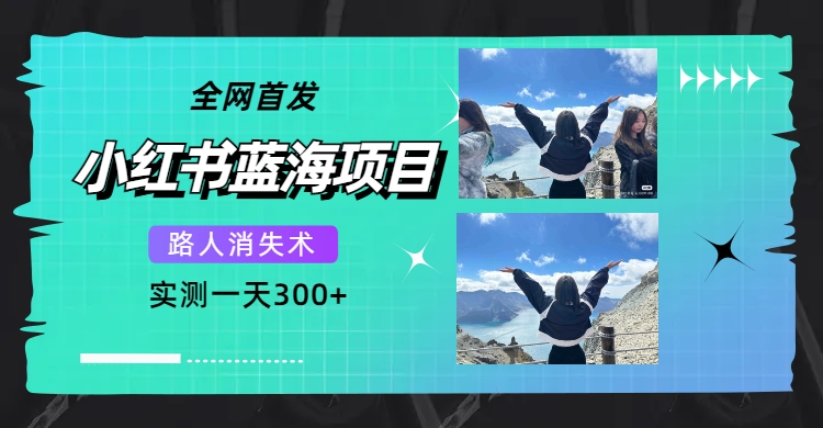 全网首发，小红书蓝海项目，路人消失术，实测一天300+（教程+工具）网创吧-网创项目资源站-副业项目-创业项目-搞钱项目八海掘金网创吧