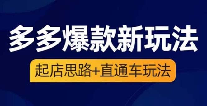 2023拼多多爆款·新玩法：起店思路+直通车玩法（3节精华课）网创吧-网创项目资源站-副业项目-创业项目-搞钱项目八海掘金网创吧