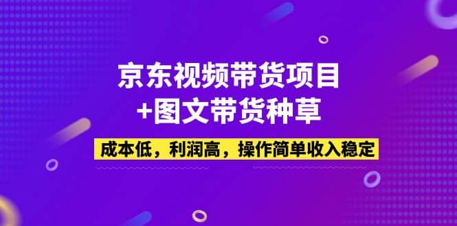 京东视频带货项目+图文带货种草，成本低，利润高，操作简单收入稳定网创吧-网创项目资源站-副业项目-创业项目-搞钱项目八海掘金网创吧