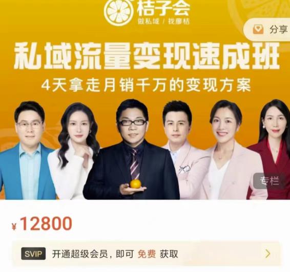 桔子会·私域流量变现速成班，4天拿走月销千万的变现方案 价值12800元网创吧-网创项目资源站-副业项目-创业项目-搞钱项目八海掘金网创吧