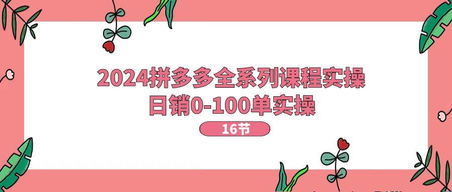 2024拼多多全系列课程实操，日销0-100单实操【16节课】网创吧-网创项目资源站-副业项目-创业项目-搞钱项目八海掘金网创吧