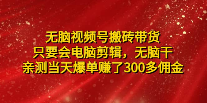 无脑视频号搬砖带货，只要会电脑剪辑，无脑干网创吧-网创项目资源站-副业项目-创业项目-搞钱项目八海掘金网创吧