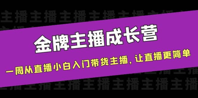 金牌主播成长营，一周从直播小白入门带货主播，让直播更简单网创吧-网创项目资源站-副业项目-创业项目-搞钱项目八海掘金网创吧