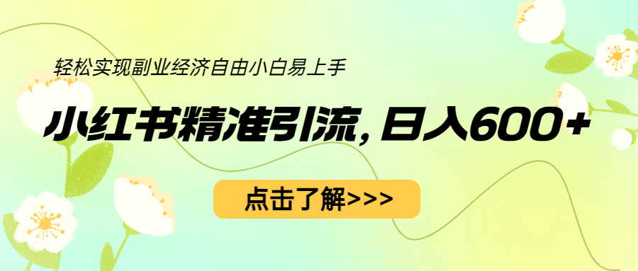 小红书精准引流，小白日入600+，轻松实现副业经济自由（教程+1153G资源）网创吧-网创项目资源站-副业项目-创业项目-搞钱项目八海掘金网创吧