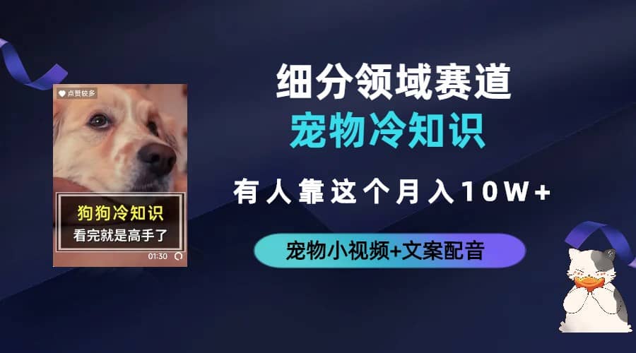不起眼的抖音细分赛道-宠物冷知识，一段宠物视频配文案，有人靠这个月入10w网创吧-网创项目资源站-副业项目-创业项目-搞钱项目八海掘金网创吧