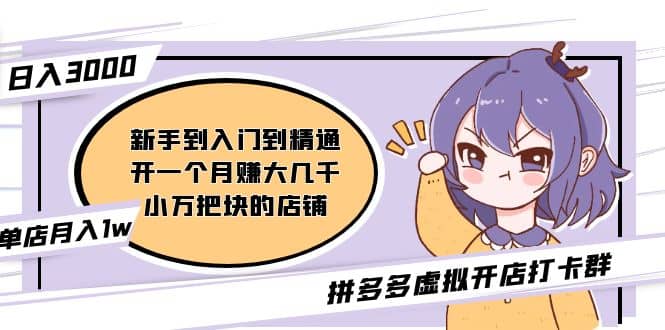 拼多多虚拟开店打卡群：新手到入门到精通网创吧-网创项目资源站-副业项目-创业项目-搞钱项目八海掘金网创吧