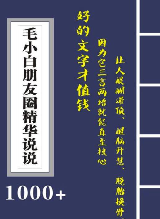毛小白内容合集《朋友圈说说精华1000+》好的文字才值钱（第1部+2部）网创吧-网创项目资源站-副业项目-创业项目-搞钱项目八海掘金网创吧