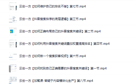 云创一方2022抖音SEO系列课程，教你如何快速上抖音搜索排名第一网创吧-网创项目资源站-副业项目-创业项目-搞钱项目八海掘金网创吧