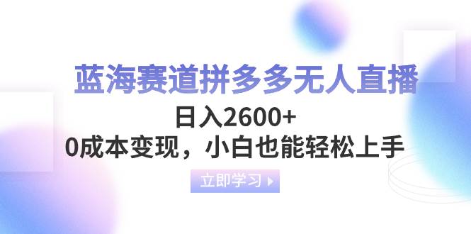 蓝海赛道拼多多无人直播，日入2600+，0成本变现，小白也能轻松上手网创吧-网创项目资源站-副业项目-创业项目-搞钱项目八海掘金网创吧