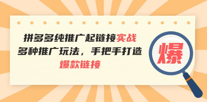 拼多多纯推广起链接实战：多种推广玩法，手把手打造爆款链接网创吧-网创项目资源站-副业项目-创业项目-搞钱项目八海掘金网创吧