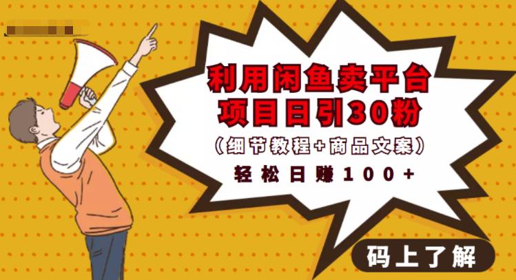 利用闲鱼卖平台项目课程资源日引流30+精准粉丝，轻松日赚100+，积累人脉可实现二次变现（细节教程+商品文案）网创吧-网创项目资源站-副业项目-创业项目-搞钱项目八海掘金网创吧
