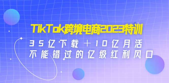TikTok跨境电商2023特训：35亿下载＋10亿月活，不能错过的亿级红利风口网创吧-网创项目资源站-副业项目-创业项目-搞钱项目八海掘金网创吧