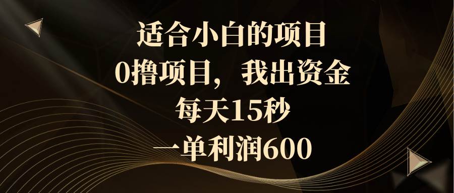适合小白的项目，0撸项目，我出资金，每天15秒，一单利润600网创吧-网创项目资源站-副业项目-创业项目-搞钱项目八海掘金网创吧