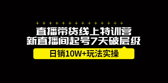 直播带货线上特训营，新直播间起号7天破层级日销10万玩法实操网创吧-网创项目资源站-副业项目-创业项目-搞钱项目八海掘金网创吧