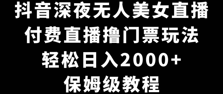 抖音深夜无人美女直播，付费直播撸门票玩法，轻松日入2000+，保姆级教程网创吧-网创项目资源站-副业项目-创业项目-搞钱项目八海掘金网创吧