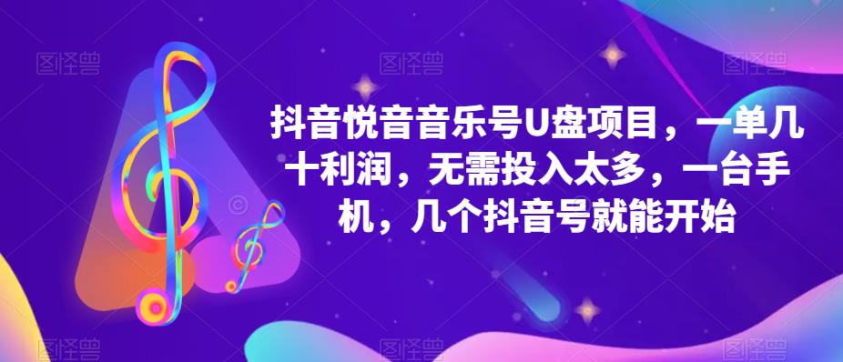 抖音音乐号U盘项目 一单几十利润 无需投入太多 一台手机 几个抖音号就开始网创吧-网创项目资源站-副业项目-创业项目-搞钱项目八海掘金网创吧