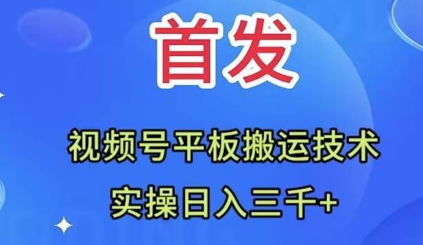 全网首发：视频号平板搬运技术，实操日入三千＋网创吧-网创项目资源站-副业项目-创业项目-搞钱项目八海掘金网创吧