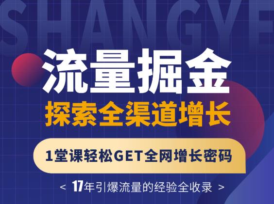 张琦流量掘金探索全渠道增长，1堂课轻松GET全网增长密码网创吧-网创项目资源站-副业项目-创业项目-搞钱项目八海掘金网创吧