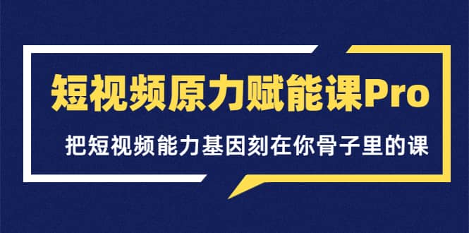 短视频原力赋能课Pro，把短视频能力基因刻在你骨子里的课（价值4999元）网创吧-网创项目资源站-副业项目-创业项目-搞钱项目八海掘金网创吧