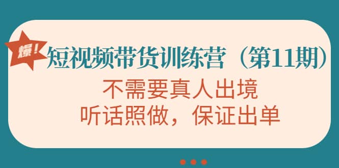 短视频带货训练营（第11期），不需要真人出境，听话照做，保证出单网创吧-网创项目资源站-副业项目-创业项目-搞钱项目八海掘金网创吧