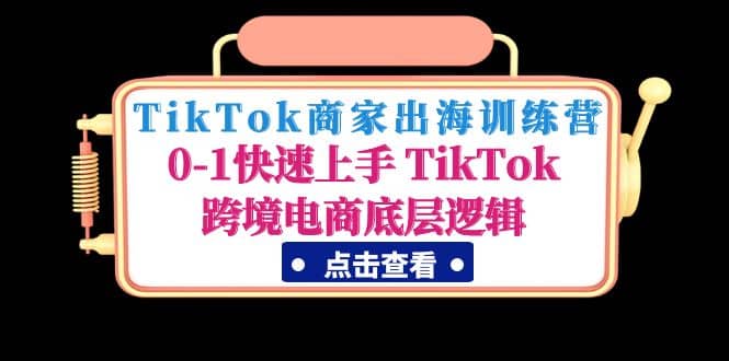 TikTok商家出海训练营：0-1快速上手 TikTok跨境电商底层逻辑(无水印)网创吧-网创项目资源站-副业项目-创业项目-搞钱项目八海掘金网创吧
