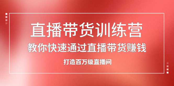 直播带货训练营，教你快速通过直播带货赚钱，打造百万级直播间网创吧-网创项目资源站-副业项目-创业项目-搞钱项目八海掘金网创吧