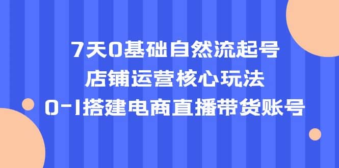 7天0基础自然流起号，店铺运营核心玩法，0-1搭建电商直播带货账号网创吧-网创项目资源站-副业项目-创业项目-搞钱项目八海掘金网创吧