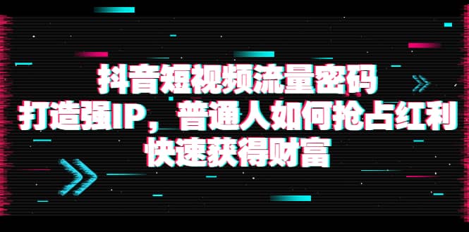 抖音短视频流量密码：打造强IP，普通人如何抢占红利，快速获得财富网创吧-网创项目资源站-副业项目-创业项目-搞钱项目八海掘金网创吧