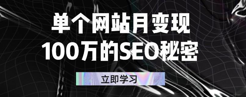 单个网站月变现100万的SEO秘密，百分百做出赚钱站点网创吧-网创项目资源站-副业项目-创业项目-搞钱项目八海掘金网创吧