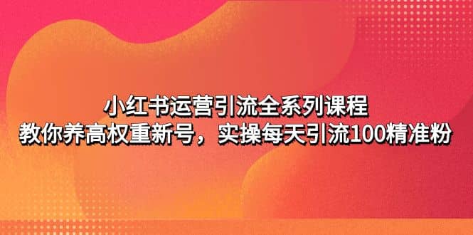 小红书运营引流全系列课程：教你养高权重新号网创吧-网创项目资源站-副业项目-创业项目-搞钱项目八海掘金网创吧