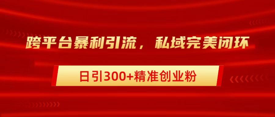 跨平台暴力引流，私域完美闭环，日引300+精准创业粉网创吧-网创项目资源站-副业项目-创业项目-搞钱项目八海掘金网创吧