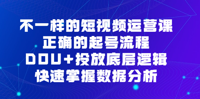 不一样的短视频运营课，正确的起号流程，DOU+投放底层逻辑，快速掌握数据分析网创吧-网创项目资源站-副业项目-创业项目-搞钱项目八海掘金网创吧