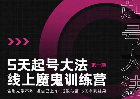 五天起号魔鬼训练营，告别光学不练，逼自己上车，成败与否，5天拿到结果网创吧-网创项目资源站-副业项目-创业项目-搞钱项目八海掘金网创吧