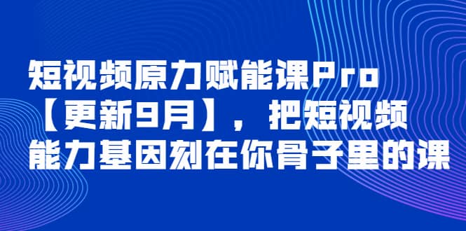 短视频原力赋能课Pro【更新9月】，把短视频能力基因刻在你骨子里的课网创吧-网创项目资源站-副业项目-创业项目-搞钱项目八海掘金网创吧