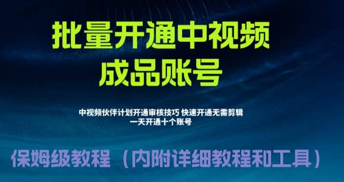 外面收费1980暴力开通中视频计划教程，附 快速通过中视频伙伴计划的办法网创吧-网创项目资源站-副业项目-创业项目-搞钱项目八海掘金网创吧