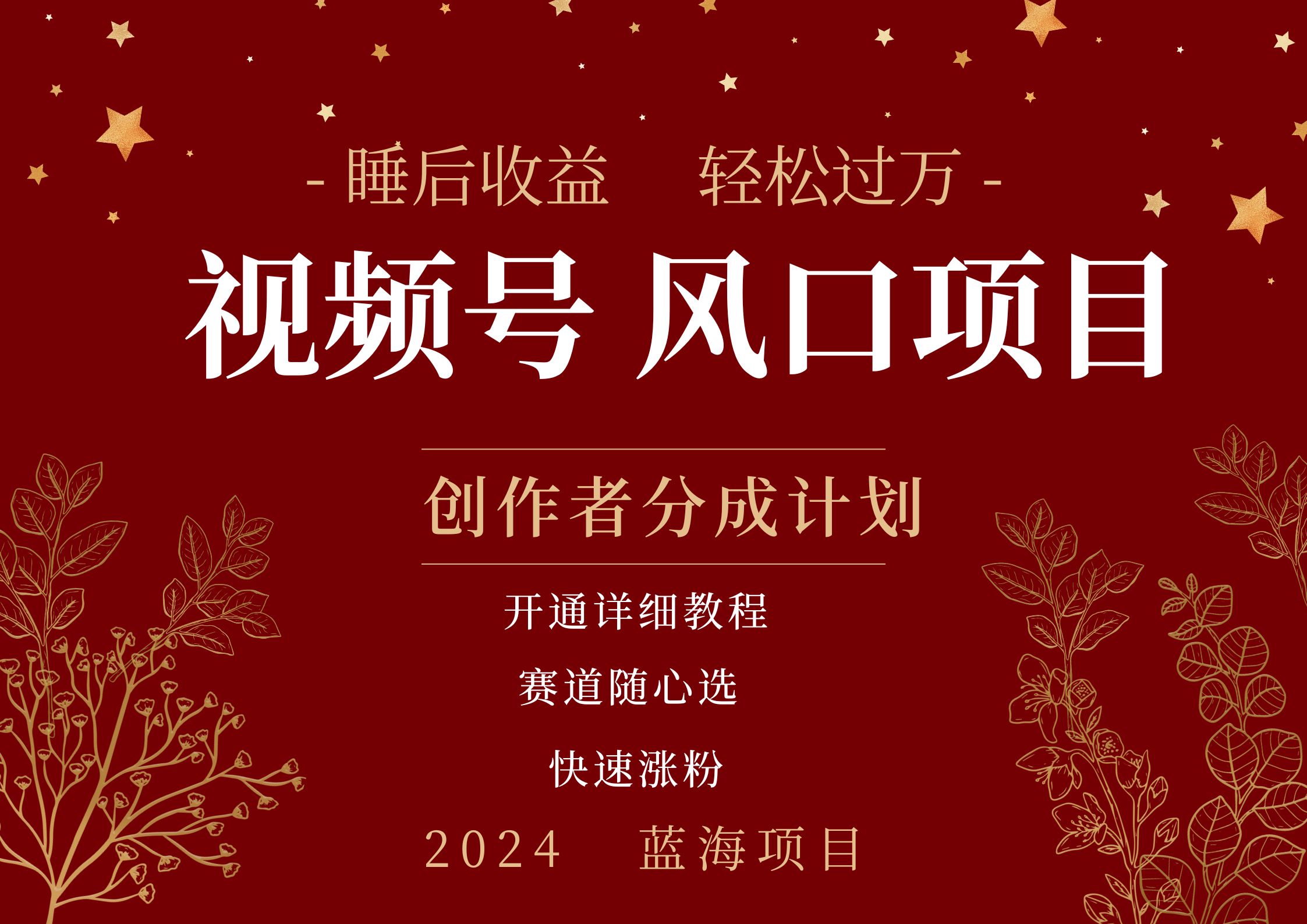 拥有睡眠收益的微信视频号大风口项目，轻松月入过万+，多赛道选择，可矩阵，玩法简单轻松上手网创吧-网创项目资源站-副业项目-创业项目-搞钱项目八海掘金网创吧