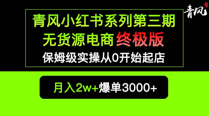 小红书无货源电商爆单终极版【视频教程+实战手册】保姆级实操从0起店爆单网创吧-网创项目资源站-副业项目-创业项目-搞钱项目八海掘金网创吧