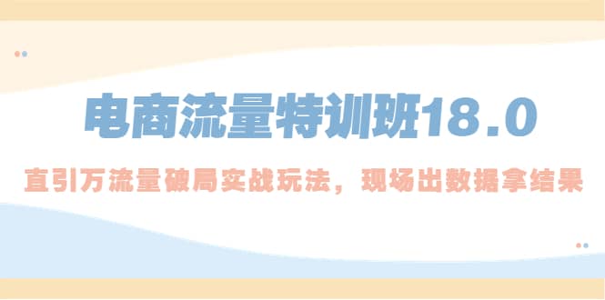电商流量特训班18.0，直引万流量破局实操玩法，现场出数据拿结果网创吧-网创项目资源站-副业项目-创业项目-搞钱项目八海掘金网创吧
