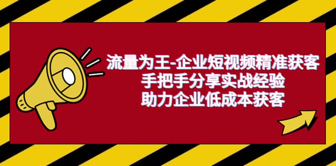 流量为王-企业 短视频精准获客，手把手分享实战经验，助力企业低成本获客网创吧-网创项目资源站-副业项目-创业项目-搞钱项目八海掘金网创吧